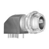 S-0S-EXP - Push-pull connector - Elbow receptacle for printed circuit with two nuts (solder or screw fixing)